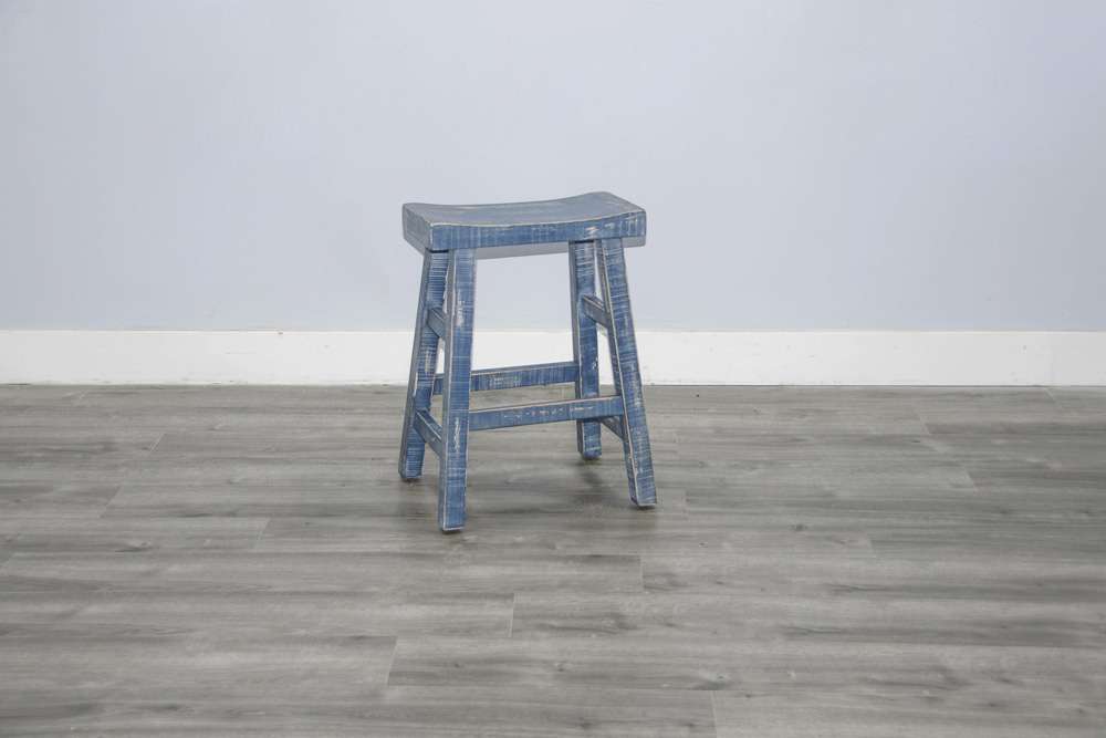 Sunny Designs - Marina -  Ocean Blue Counter Saddle Seat Stool, Wood Seat (Set of 2) - 1768OB-24 veiw 5