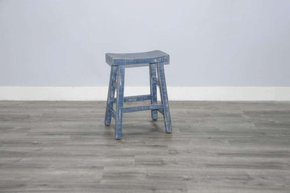 Sunny Designs - Marina -  Ocean Blue Counter Saddle Seat Stool, Wood Seat (Set of 2) - 1768OB-24 veiw 5