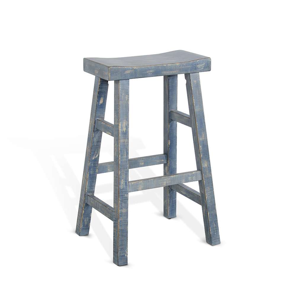 Sunny Designs - Marina -  Ocean Blue Bar Saddle Seat Stool, Wood Seat (Set of 2) - 1768OB-30 veiw 1