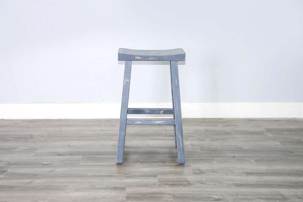 Sunny Designs - Marina -  Ocean Blue Bar Saddle Seat Stool, Wood Seat (Set of 2) - 1768OB-30 veiw 2