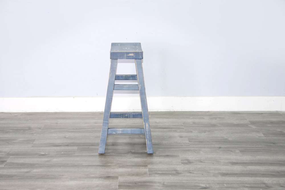 Sunny Designs - Marina -  Ocean Blue Bar Saddle Seat Stool, Wood Seat (Set of 2) - 1768OB-30 veiw 4