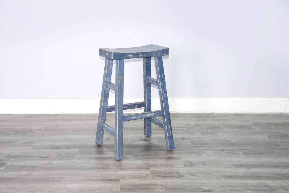 Sunny Designs - Marina -  Ocean Blue Bar Saddle Seat Stool, Wood Seat (Set of 2) - 1768OB-30 veiw 5