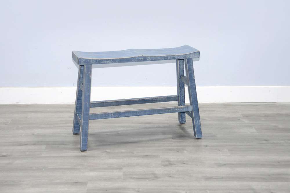 Sunny Designs - Marina -  Ocean Blue Counter Bench, Wood Seat - 1671OB-24 veiw 4