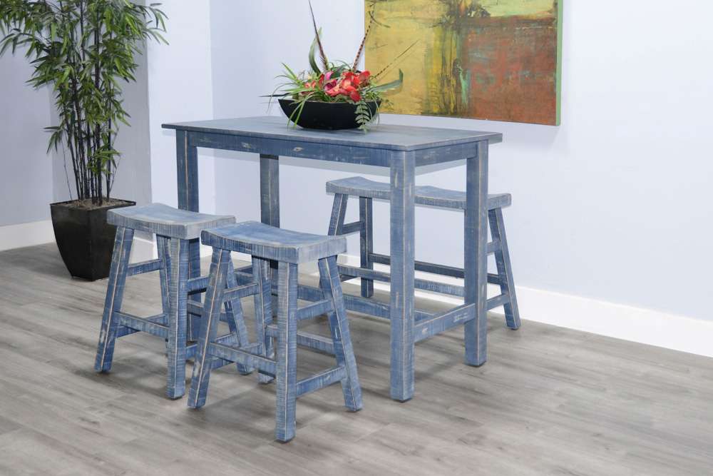Sunny Designs - Marina -  Ocean Blue Counter Bench, Wood Seat - 1671OB-24 veiw 5