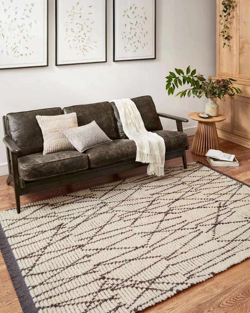 Chris Loves Julia x Loloi - Alice Cream / Charcoal 18in x 18in Sample Rug - ALICALI-01CRCC160S veiw 2
