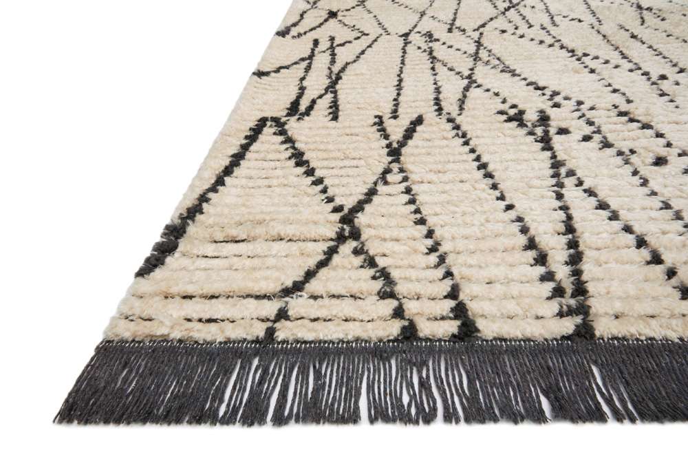 Chris Loves Julia x Loloi - Alice Cream / Charcoal 18in x 18in Sample Rug - ALICALI-01CRCC160S veiw 3