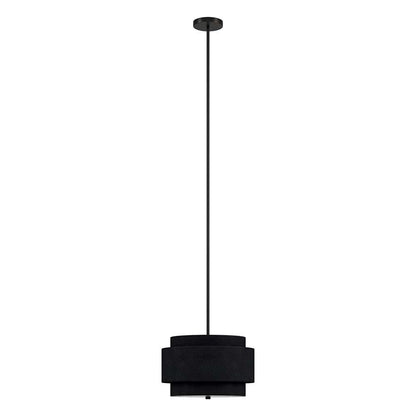 Hudson & Canal - Solomon 16in Wide 2-Light Pendant with Tiered Fabric Shade in Blackened Bronze/Black - PD2157 veiw 1