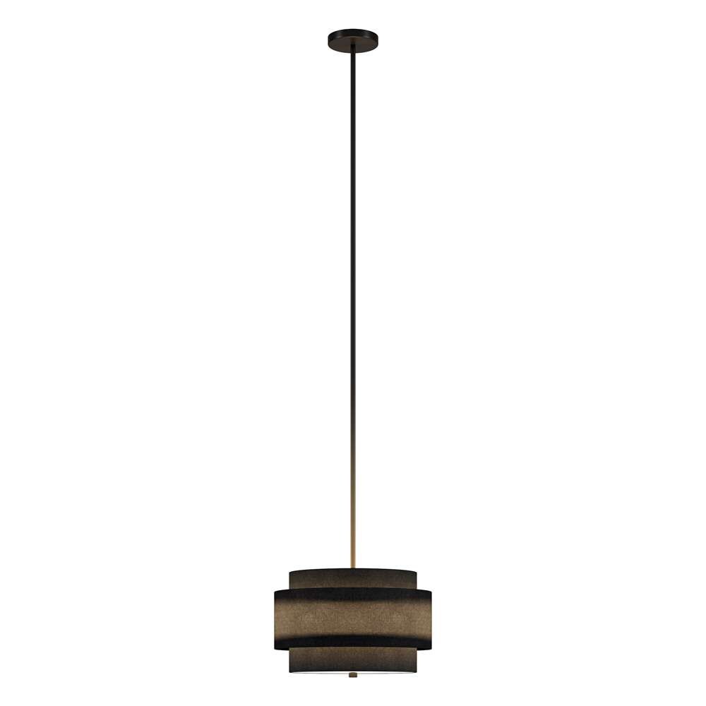 Hudson & Canal - Solomon 16in Wide 2-Light Pendant with Tiered Fabric Shade in Blackened Bronze/Black - PD2157 veiw 2