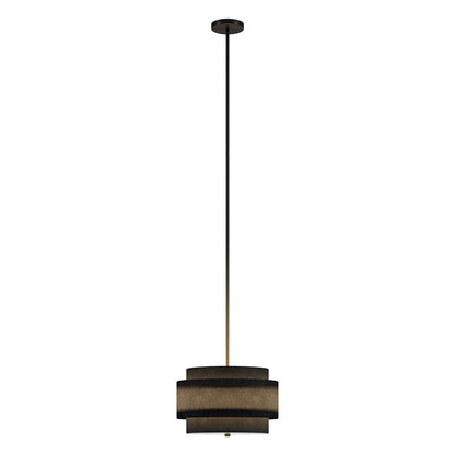 Hudson & Canal - Solomon 16in Wide 2-Light Pendant with Tiered Fabric Shade in Blackened Bronze/Black - PD2157 veiw 2