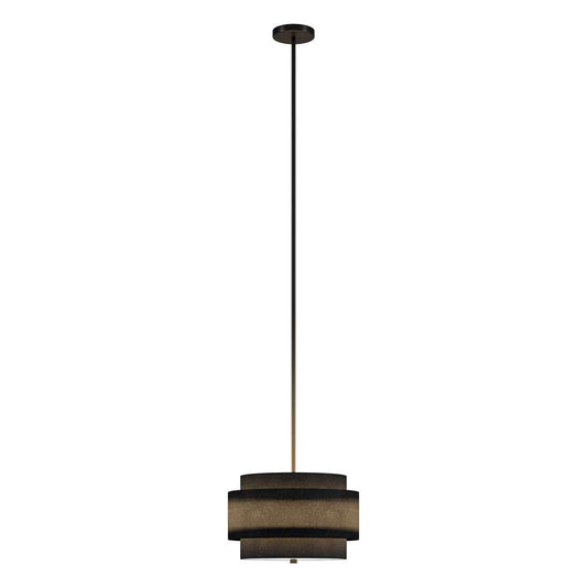 Hudson & Canal - Solomon 16in Wide 2-Light Pendant with Tiered Fabric Shade in Blackened Bronze/Black - PD2157 veiw 2