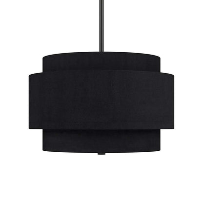 Hudson & Canal - Solomon 16in Wide 2-Light Pendant with Tiered Fabric Shade in Blackened Bronze/Black - PD2157 veiw 3