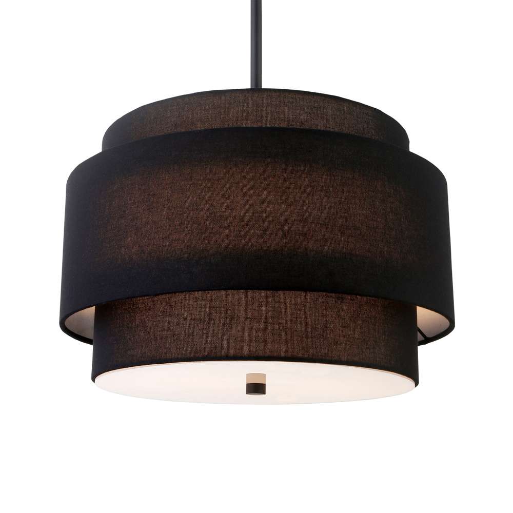 Hudson & Canal - Solomon 16in Wide 2-Light Pendant with Tiered Fabric Shade in Blackened Bronze/Black - PD2157 veiw 4