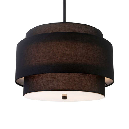Hudson & Canal - Solomon 16in Wide 2-Light Pendant with Tiered Fabric Shade in Blackened Bronze/Black - PD2157 veiw 4