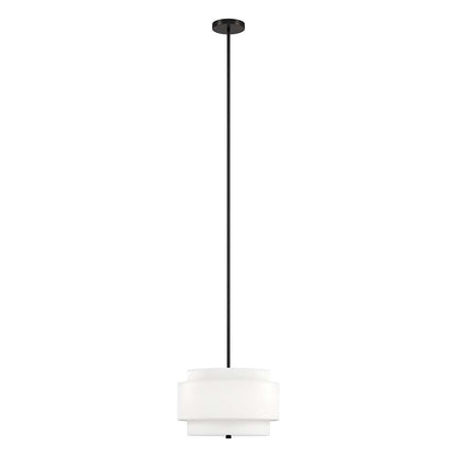 Hudson & Canal - Solomon 16in Wide 2-Light Pendant with Tiered Fabric Shade in Blackened Bronze/White - PD2155 veiw 1