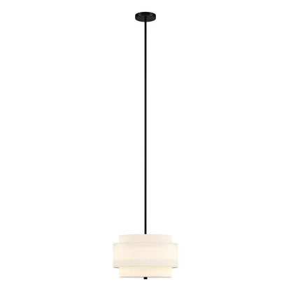 Hudson & Canal - Solomon 16in Wide 2-Light Pendant with Tiered Fabric Shade in Blackened Bronze/White - PD2155 veiw 2
