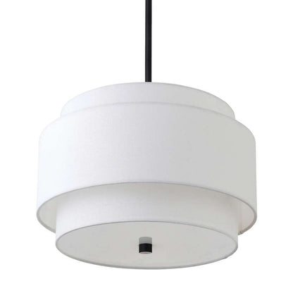 Hudson & Canal - Solomon 16in Wide 2-Light Pendant with Tiered Fabric Shade in Blackened Bronze/White - PD2155 veiw 3