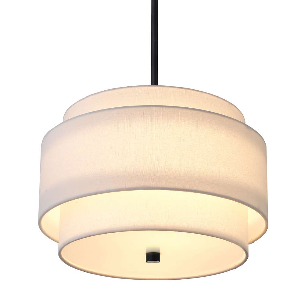 Hudson & Canal - Solomon 16in Wide 2-Light Pendant with Tiered Fabric Shade in Blackened Bronze/White - PD2155 veiw 4