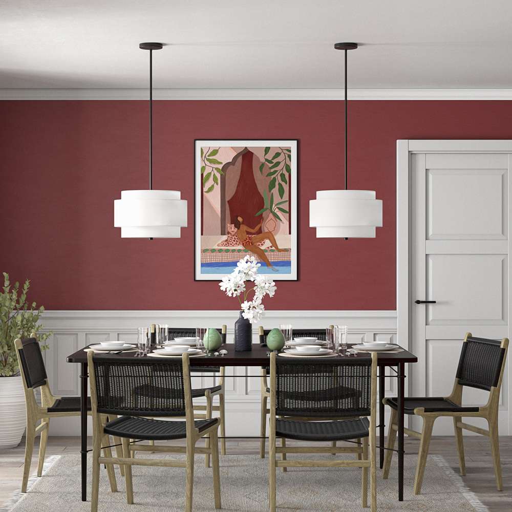 Hudson & Canal - Solomon 16in Wide 2-Light Pendant with Tiered Fabric Shade in Blackened Bronze/White - PD2155 veiw 6