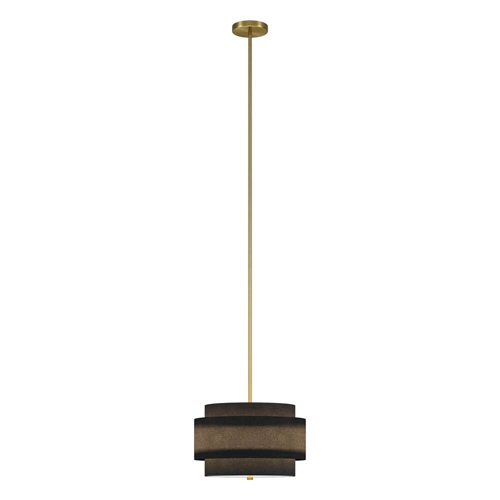 Hudson & Canal - Solomon 16in Wide 2-Light Pendant with Tiered Fabric Shade in Brass/Black - PD2156 veiw 2