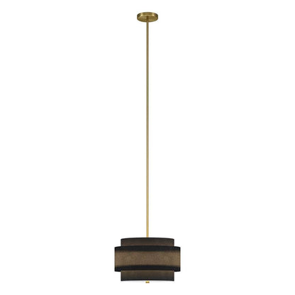Hudson & Canal - Solomon 16in Wide 2-Light Pendant with Tiered Fabric Shade in Brass/Black - PD2156 veiw 2