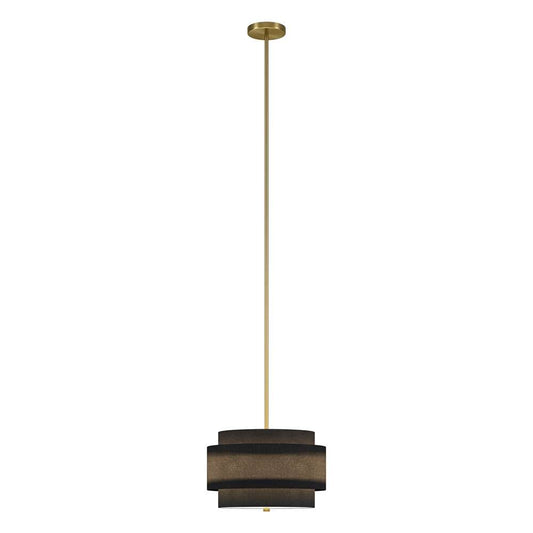 Hudson & Canal - Solomon 16in Wide 2-Light Pendant with Tiered Fabric Shade in Brass/Black - PD2156 veiw 2
