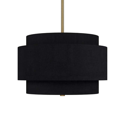 Hudson & Canal - Solomon 16in Wide 2-Light Pendant with Tiered Fabric Shade in Brass/Black - PD2156 veiw 3