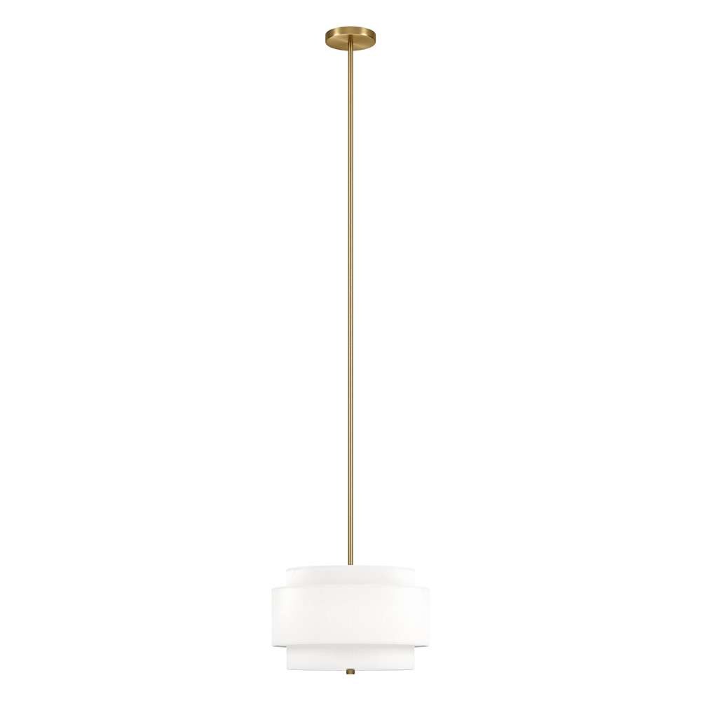 Hudson & Canal - Solomon 16in Wide 2-Light Pendant with Tiered Fabric Shade in Brass/White - PD2154 veiw 1