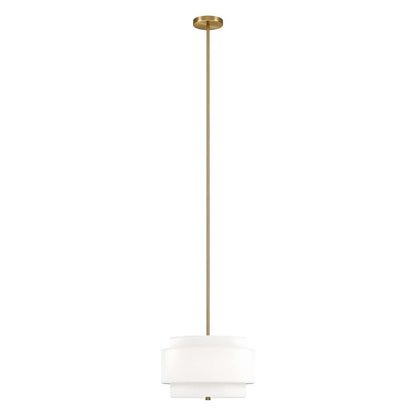 Hudson & Canal - Solomon 16in Wide 2-Light Pendant with Tiered Fabric Shade in Brass/White - PD2154 veiw 1