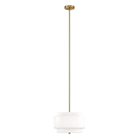 Hudson & Canal - Solomon 16in Wide 2-Light Pendant with Tiered Fabric Shade in Brass/White - PD2154 veiw 1