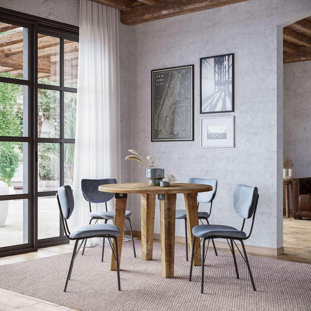 Jofran - Reclamation Five Piece Round Rustic Reclaimed Solid Wood Round Dining Set with Upholstered Chairs - 2301-RND-4-OWNCHSL veiw 5