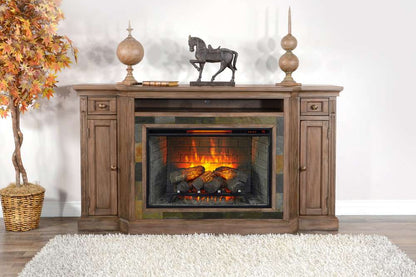 Sunny Designs -  72in Media Console with Electric Fireplace - K3650BU-S veiw 2
