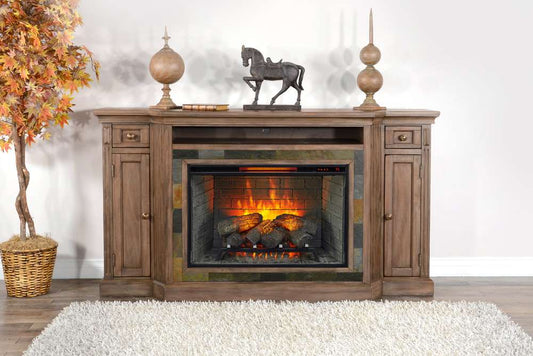 Sunny Designs -  72in Media Console with Electric Fireplace - K3650BU-S veiw 2
