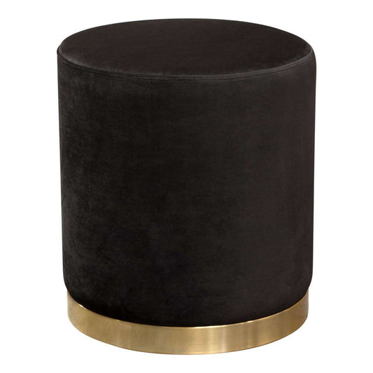 Diamond Sofa - Sorbet Round Accent Ottoman in Black Velvet w/ Gold Metal Band Accent - SORBET2OTBL veiw 1