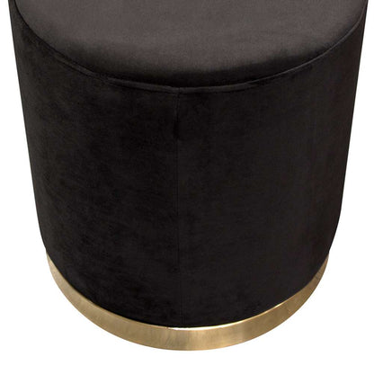 Diamond Sofa - Sorbet Round Accent Ottoman in Black Velvet w/ Gold Metal Band Accent - SORBET2OTBL veiw 4