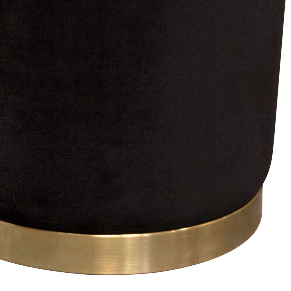 Diamond Sofa - Sorbet Round Accent Ottoman in Black Velvet w/ Gold Metal Band Accent - SORBET2OTBL veiw 5