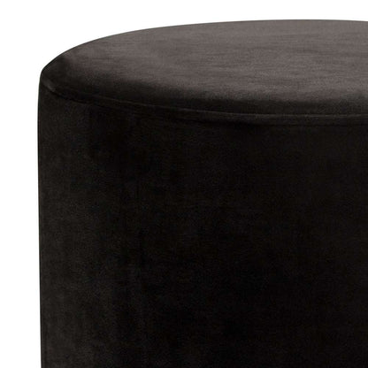 Diamond Sofa - Sorbet Round Accent Ottoman in Black Velvet w/ Gold Metal Band Accent - SORBET2OTBL veiw 6
