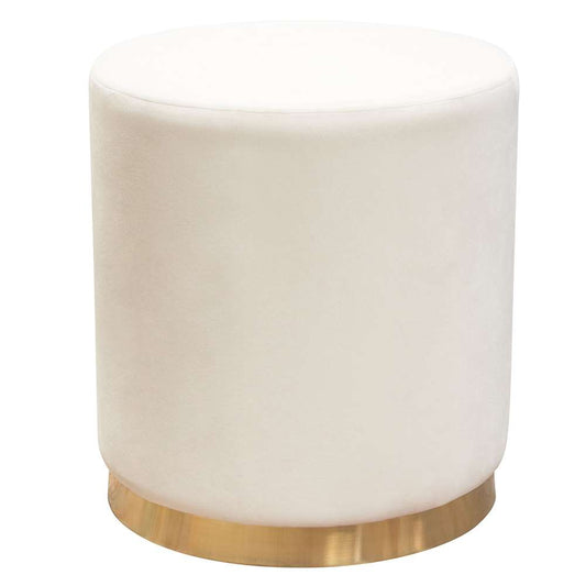 Diamond Sofa - Sorbet Round Accent Ottoman in Cream Velvet w/ Gold Metal Band Accent - SORBET2OTCM veiw 1