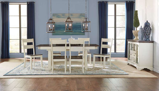 A-America - Mariposa 64in - 100in Dining Height Leg Table with (2) 18in Butterfly Leaves, Cocoa-Chalk Finish - MRPCO6201 veiw 2