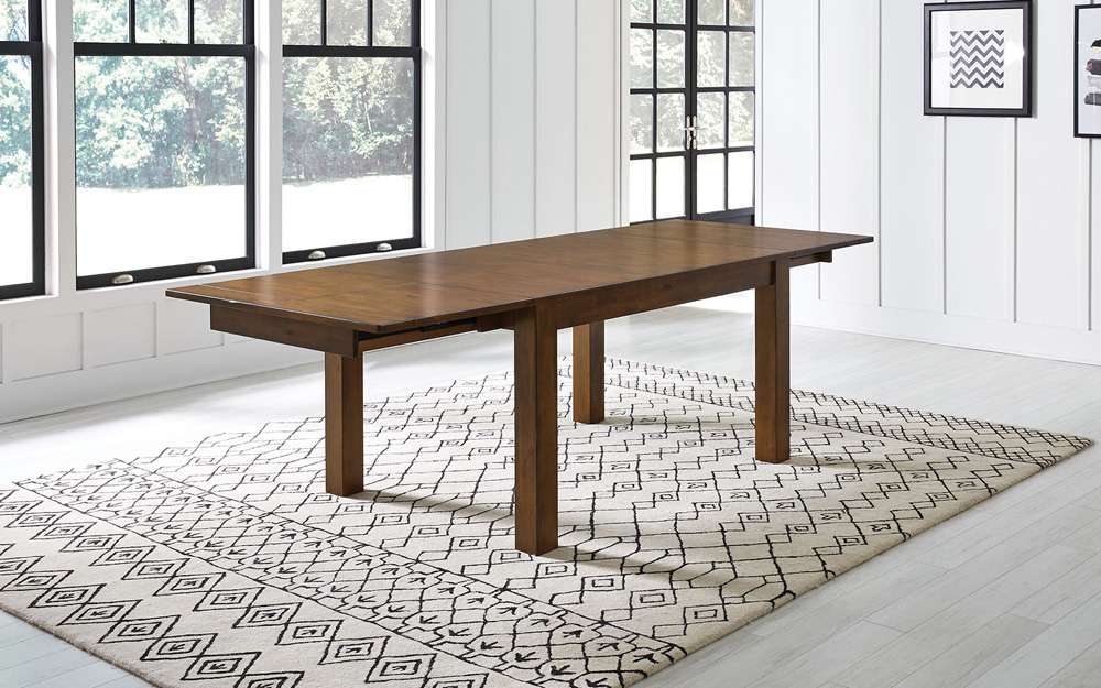 A-America - Mariposa 64in - 100in Dining Height Leg Table with (2) 18in Butterfly Leaves, Rustic Whiskey Finish - MRPRW6201 veiw 1