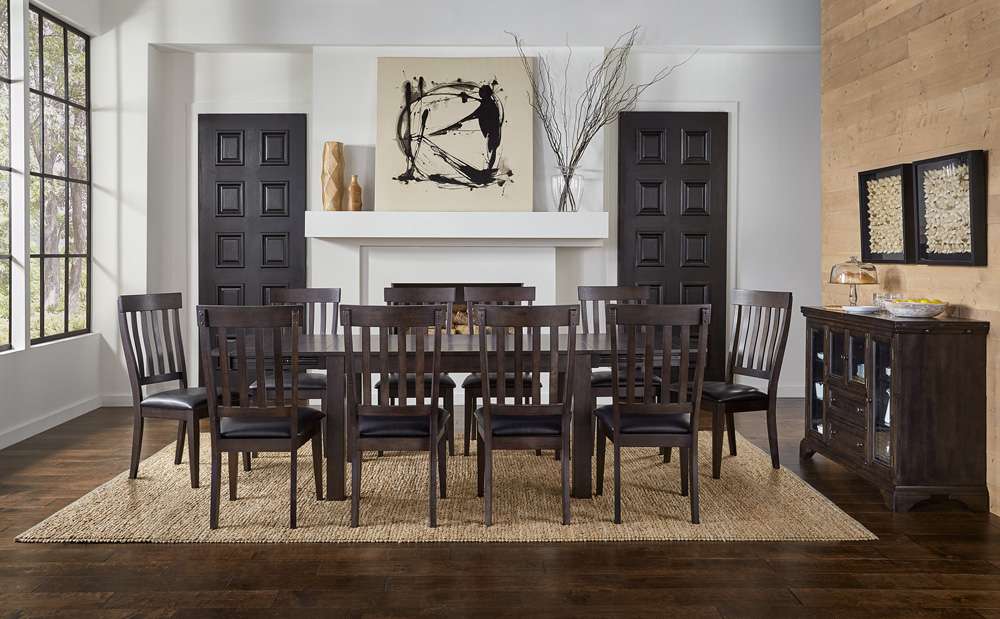 A-America - Mariposa 64in - 100in Dining Height Leg Table with (2) 18in Butterfly Leaves, Warm Grey Finish - MRPWG6201 veiw 3