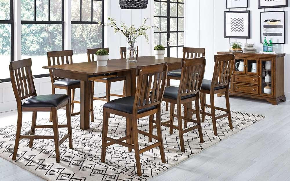A-America - Mariposa 64in - 100in Gathering Height Leg Table with (2) 18in Butterfly Leaves, Rustic Whiskey Finish - MRPRW6701 veiw 3