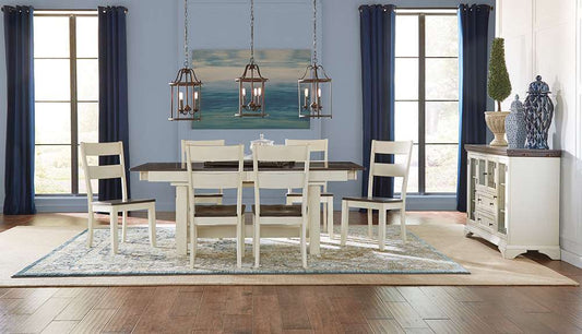 A-America - Mariposa 78in - 132in Trestle Table with (3) 18in Butterfly Leaves, Cocoa-Chalk Finish - MRPCO6081 veiw 2