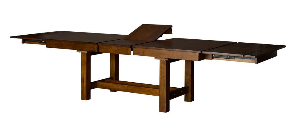 A-America - Mariposa 78in - 132in Trestle Table with (3) 18in Butterfly Leaves, Rustic Whiskey Finish - MRPRW6081 veiw 3
