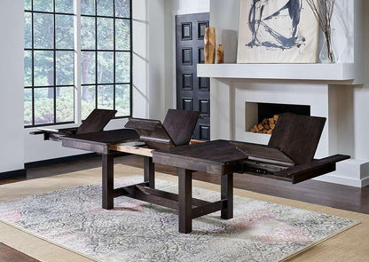 A-America - Mariposa 78in - 132in Trestle Table with (3) 18in Butterfly Leaves, Warm Grey Finish - MRPWG6081 veiw 3