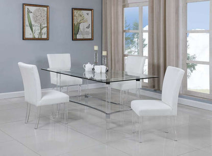 Chintaly - Contemporary Dining Set w/ Rectangular Glass Dining Table & Parson Chairs - 4038-RCT4272-5PC-WHT veiw 2