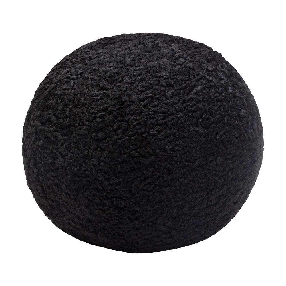 Diamond Sofa -  10in Round Accent Pillows in Black Faux Sheepskin (Set of 2) - PILLOWBALLBL2PK veiw 3