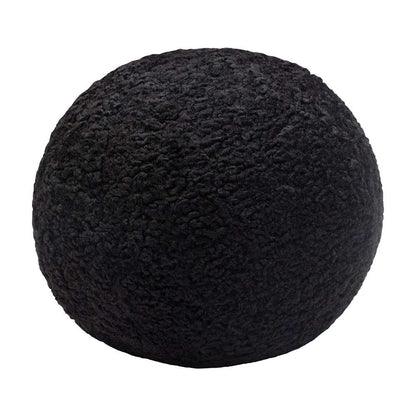 Diamond Sofa -  10in Round Accent Pillows in Black Faux Sheepskin (Set of 2) - PILLOWBALLBL2PK veiw 3