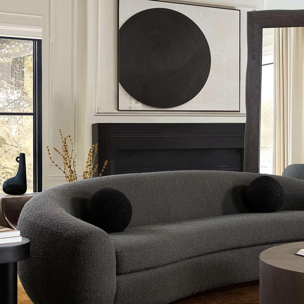 Diamond Sofa -  10in Round Accent Pillows in Black Faux Sheepskin (Set of 2) - PILLOWBALLBL2PK veiw 6