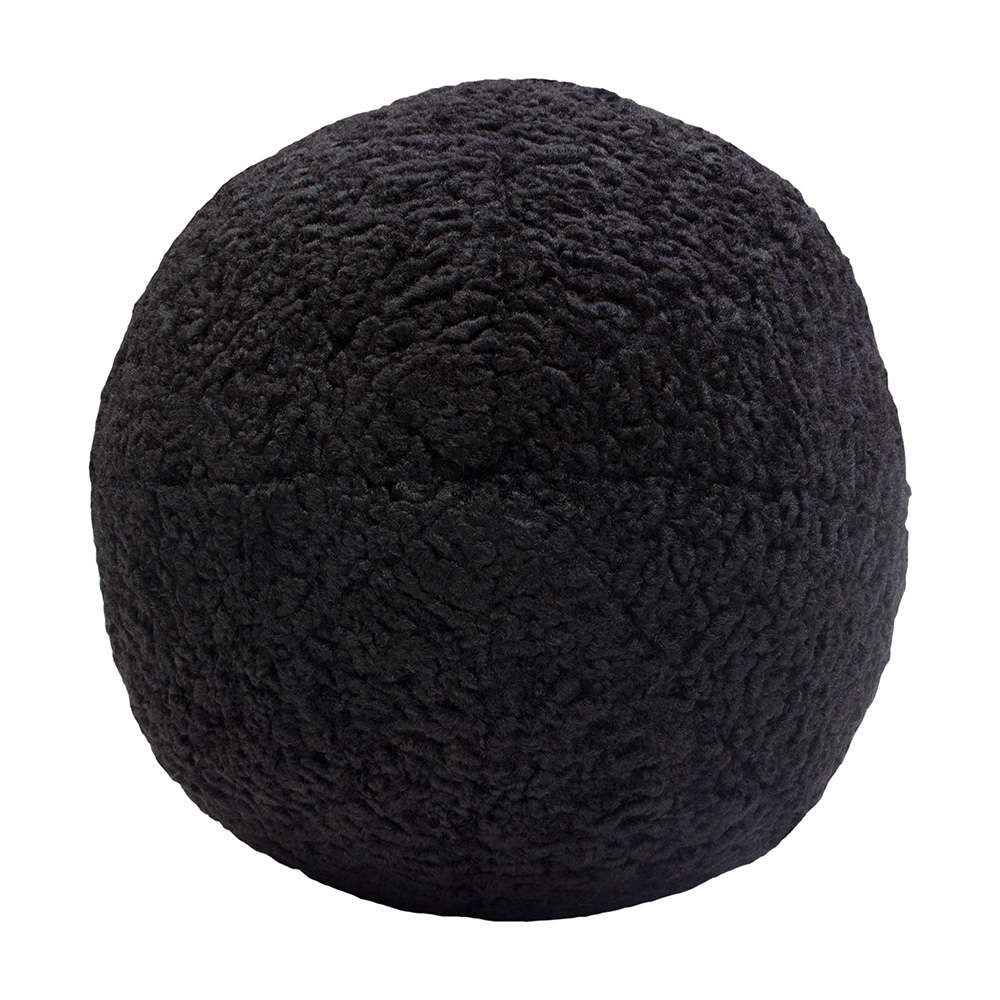 Diamond Sofa -  10in Round Accent Pillows in Black Faux Sheepskin (Set of 2) - PILLOWBALLBL2PK veiw 8