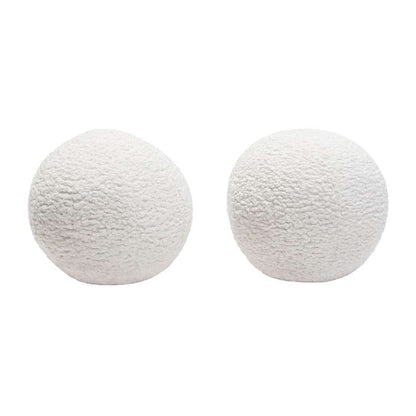 Diamond Sofa -  10in Round Accent Pillows in White Faux Sheepskin (Set of 2) - PILLOWBALLWH2PK veiw 1